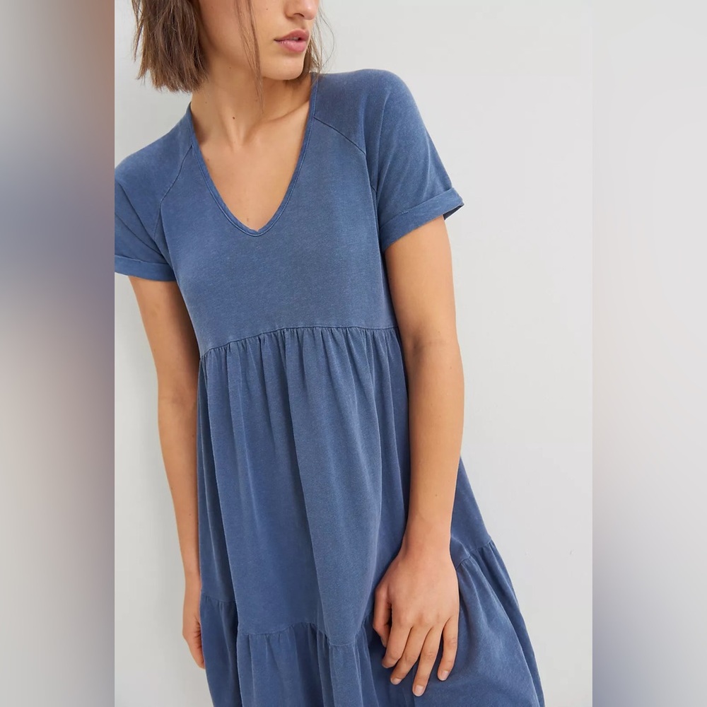 Anthropologie Sundry Vasha Tiered Mini Dress - XS, Pigment Navy